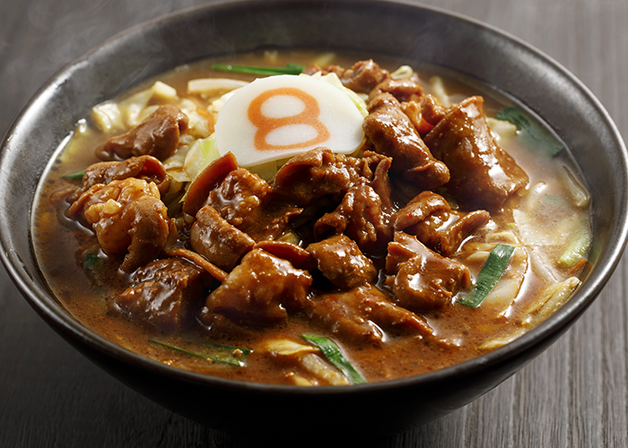 らーめんにトッピングで牛もつ倍増！